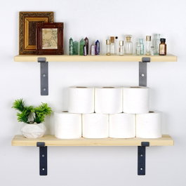 Hanah Home Lam001 Estantería de Pared de Madera y Metal Negro y Nogal